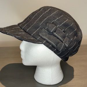 Black with white pinstripe Newsboy hat